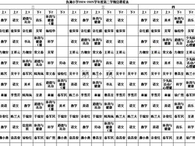 仇湖小学2024-2025学年度第二学期总课程表 